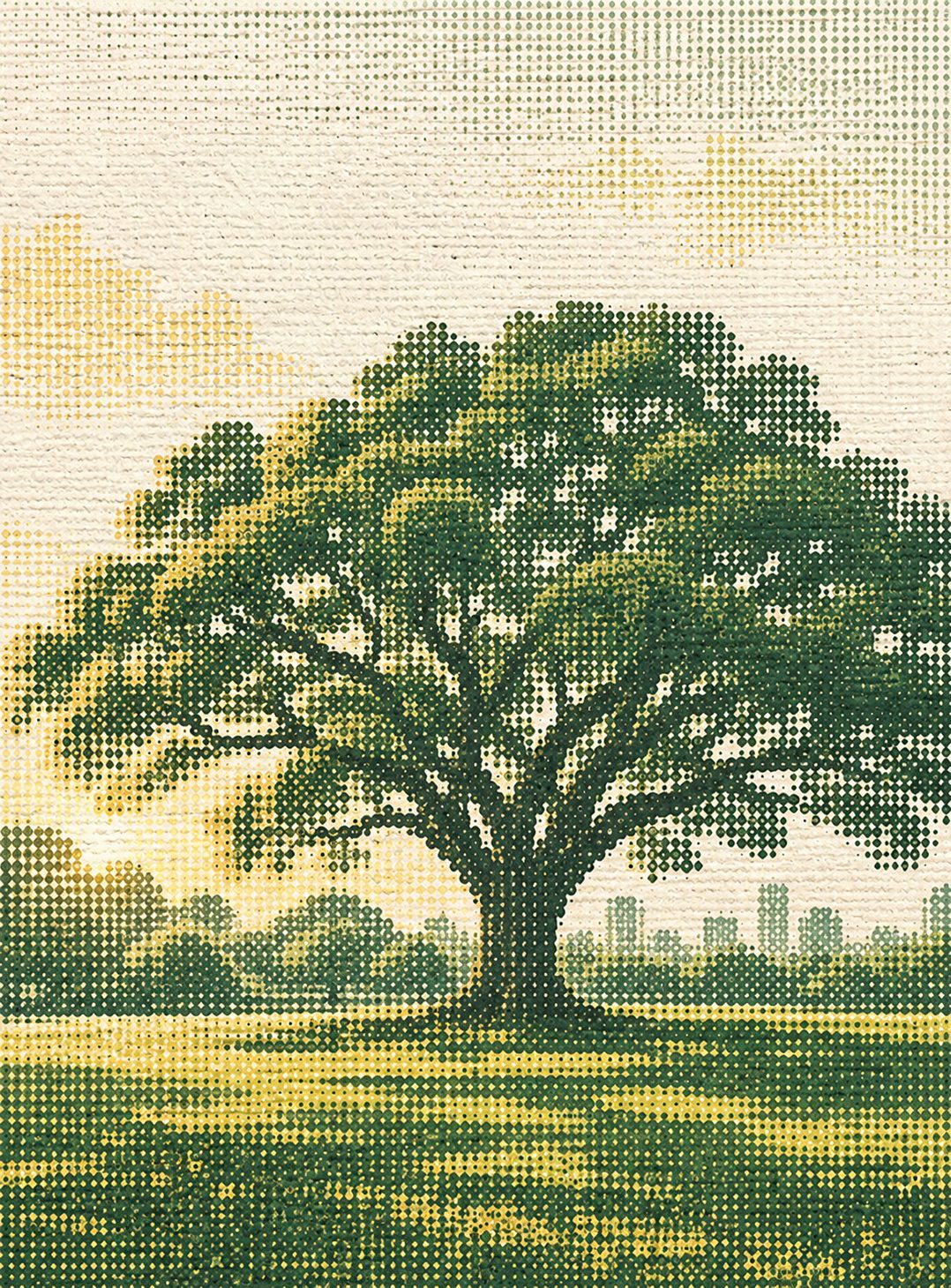 Tembusu tree print artwork in a Singapore landscape