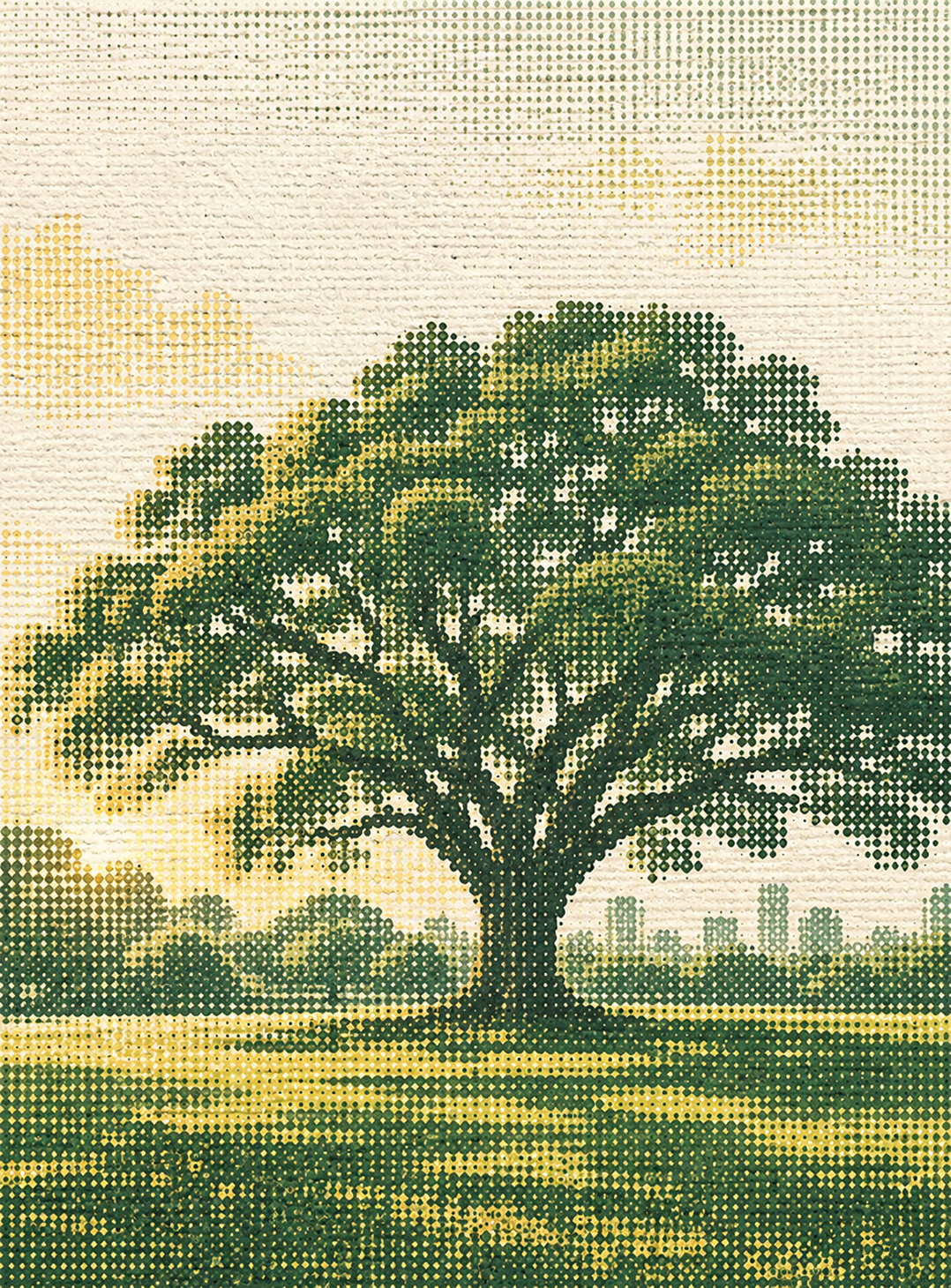 Tembusu tree print artwork in a Singapore landscape